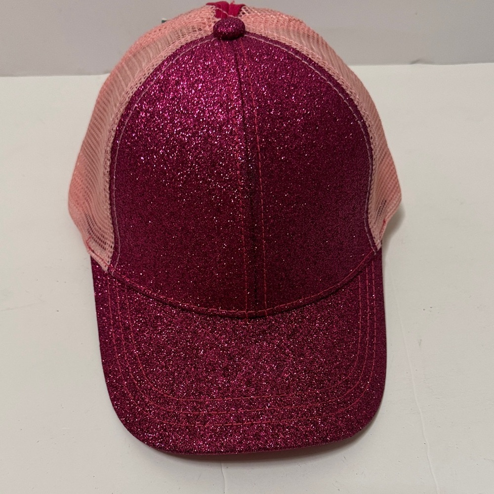 Girls Glitter Pink Trucker Hat - Sparkle Baseball Cap